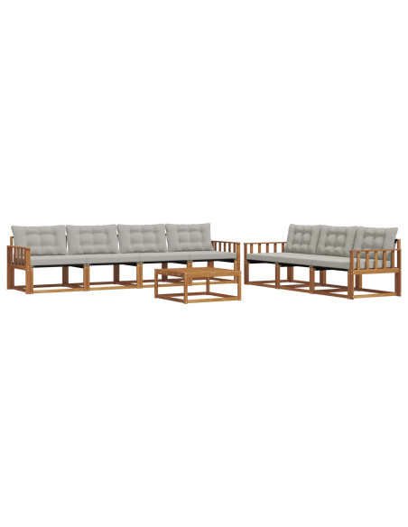 Set di divani con cuscino 8 pcs Grigio Naturale e Chiaro