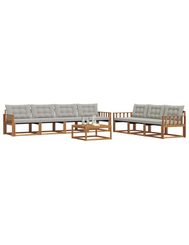 Set di divani con cuscino 8 pcs Grigio Naturale e Chiaro