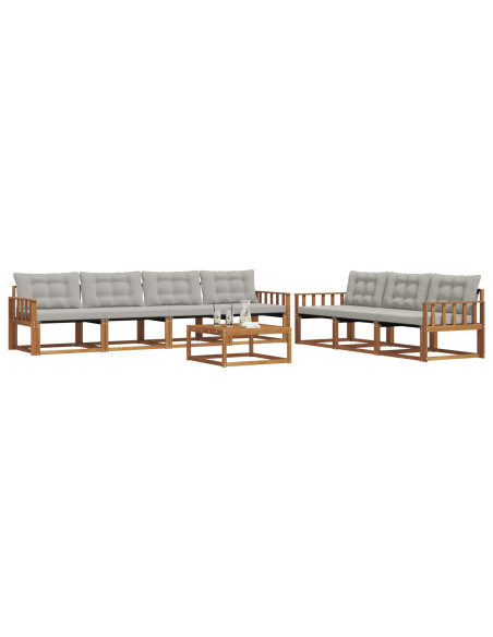 Set di divani con cuscino 8 pcs Grigio Naturale e Chiaro