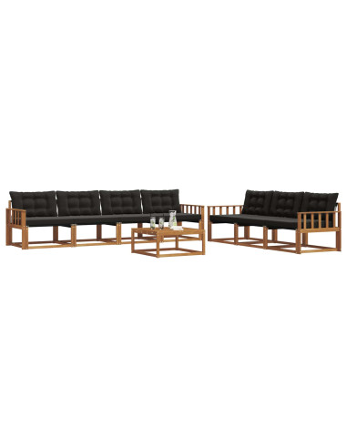 Set di divani con cuscino 8 pcs Naturale e Nero