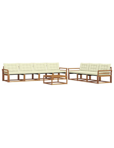 Set di divani con cuscino 8 pcs Naturale e Crema 2