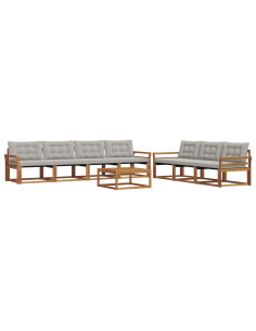 Set di divani con cuscino 8 pcs Grigio Naturale e Chiaro 2