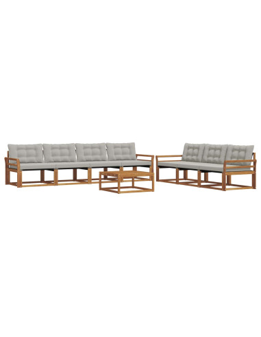 Set di divani con cuscino 8 pcs Grigio Naturale e Chiaro