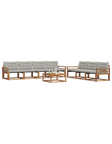 Set di divani con cuscino 8 pcs Grigio Naturale e Chiaro