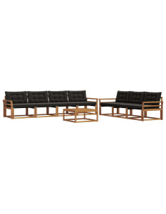 Set di divani con cuscino 8 pcs Naturale e Nero 2