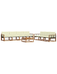 Set di divani con cuscino 8 pcs Naturale e Crema 2