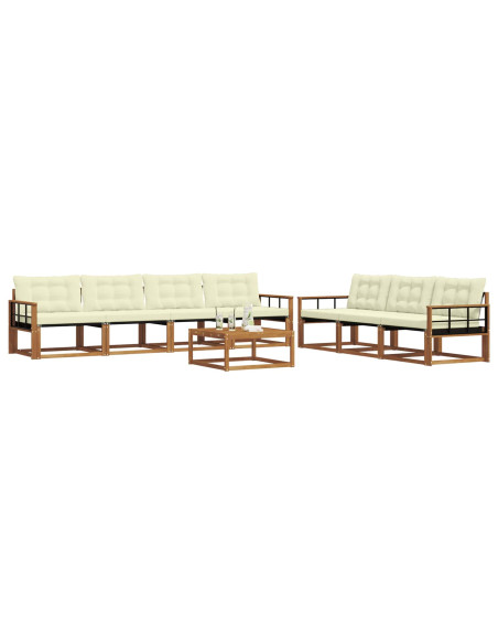 Set di divani con cuscino 8 pcs Naturale e Crema