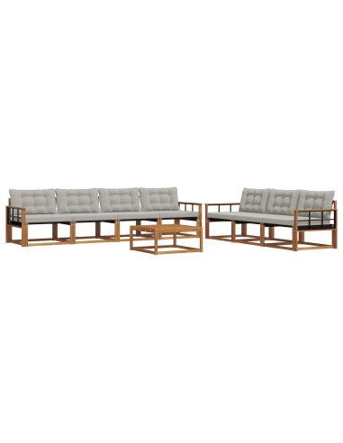 Set di divani con cuscino 8 pcs Grigio Naturale e Chiaro
