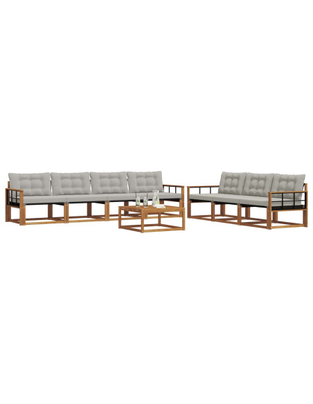 Set di divani con cuscino 8 pcs Grigio Naturale e Chiaro