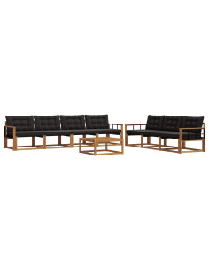 Set di divani con cuscino 8 pcs Naturale e Nero 2