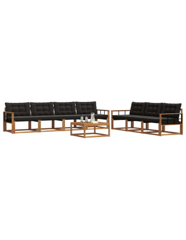 Set di divani con cuscino 8 pcs Naturale e Nero