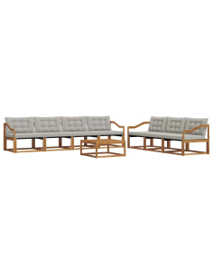 Set di divani con cuscino 8 pcs Grigio Naturale e Chiaro 2