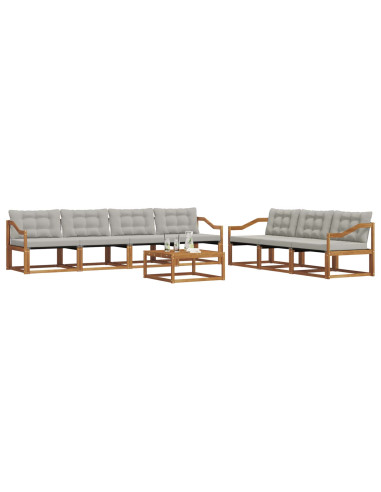 Set di divani con cuscino 8 pcs Grigio Naturale e Chiaro