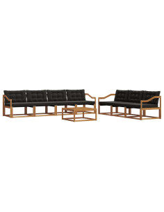 Set di divani con cuscino 8 pcs Naturale e Nero 2