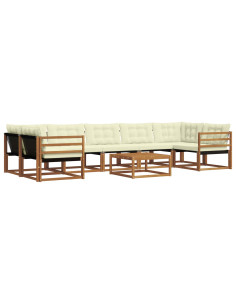 Set di divani con cuscino 8 pcs Naturale e Crema 2
