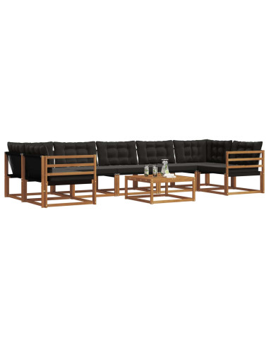 Set di divani con cuscino 8 pcs Naturale e Nero