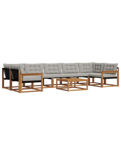 Set di divani con cuscino 8 pcs Grigio Naturale e Chiaro 2