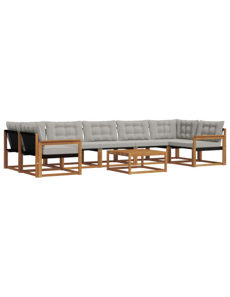 Set di divani con cuscino 8 pcs Grigio Naturale e Chiaro
