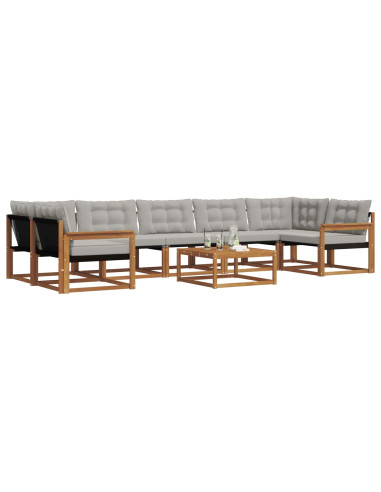 Set di divani con cuscino 8 pcs Grigio Naturale e Chiaro