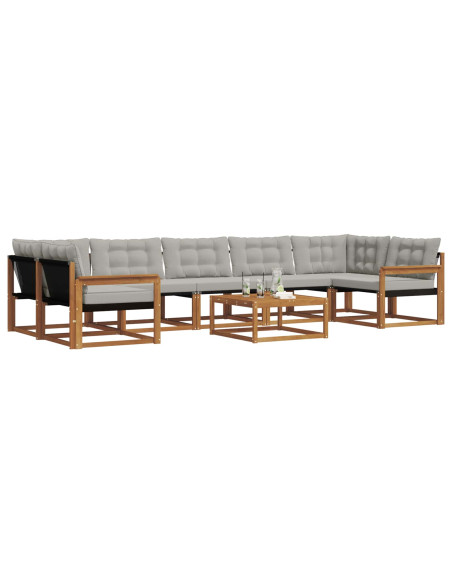 Set di divani con cuscino 8 pcs Grigio Naturale e Chiaro