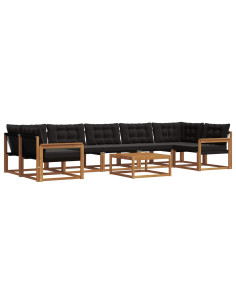 Set di divani con cuscino 8 pcs Naturale e Nero 2