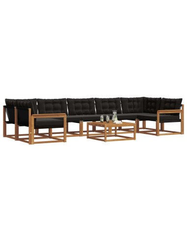 Set di divani con cuscino 8 pcs Naturale e Nero