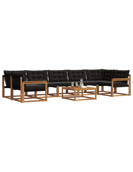 Set di divani con cuscino 8 pcs Naturale e Nero