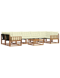 Set di divani con cuscino 8 pcs Naturale e Crema 2
