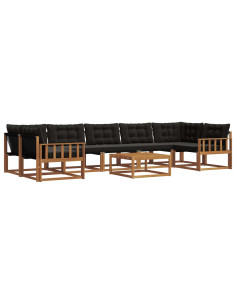 Set di divani con cuscino 8 pcs Naturale e Nero 2