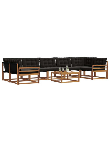 Set di divani con cuscino 8 pcs Naturale e Nero