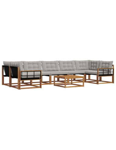 Set di divani con cuscino 8 pcs Grigio Naturale e Chiaro