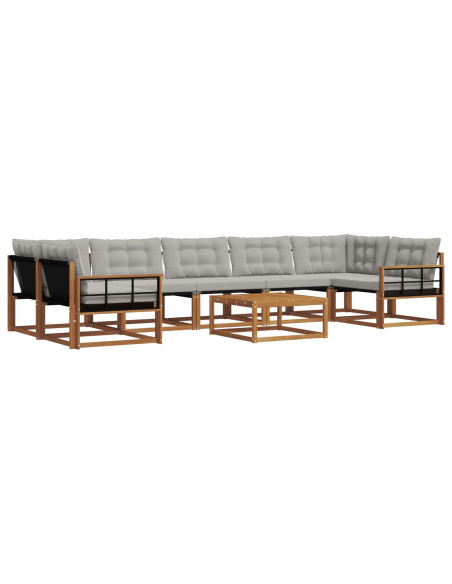 Set di divani con cuscino 8 pcs Grigio Naturale e Chiaro
