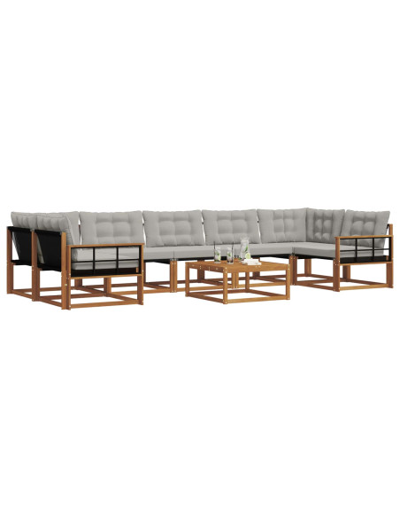 Set di divani con cuscino 8 pcs Grigio Naturale e Chiaro