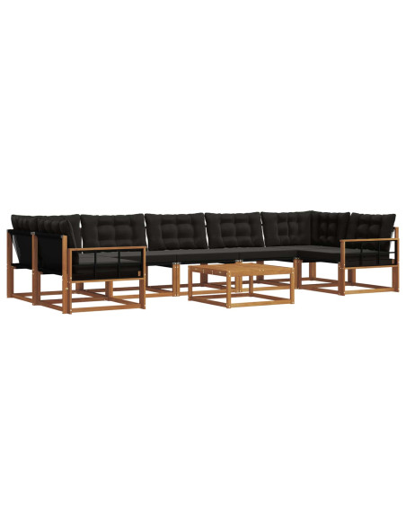 Set di divani con cuscino 8 pcs Naturale e Nero