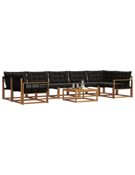 Set di divani con cuscino 8 pcs Naturale e Nero