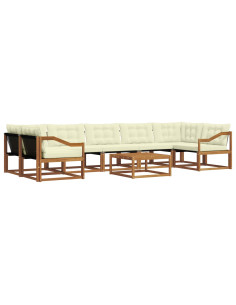 Set di divani con cuscino 8 pcs Naturale e Crema 2