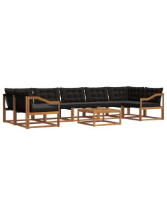 Set di divani con cuscino 8 pcs Naturale e Nero 2