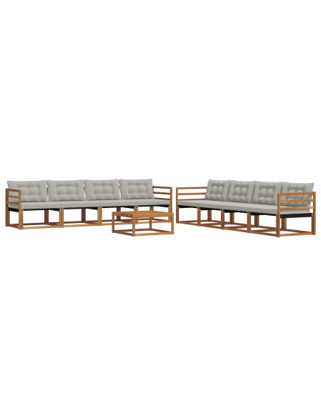 Set di divani con cuscino 9 pcs Grigio Naturale e Chiaro