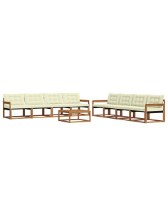 Set di divani con cuscino 9 pcs Naturale e Crema 2