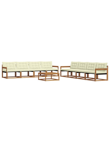 Set di divani con cuscino 9 pcs Naturale e Crema