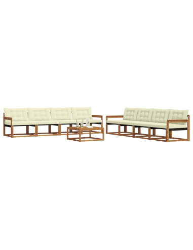 Set di divani con cuscino 9 pcs Naturale e Crema
