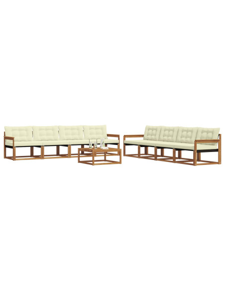 Set di divani con cuscino 9 pcs Naturale e Crema