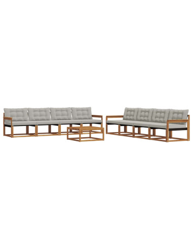 Set di divani con cuscino 9 pcs Grigio Naturale e Chiaro