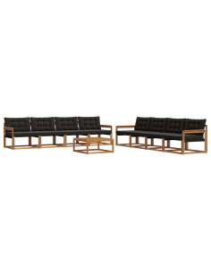 Set di divani con cuscino 9 pcs Naturale e Nero 2