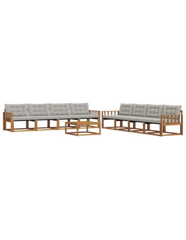 Set di divani con cuscino 9 pcs Grigio Naturale e Chiaro