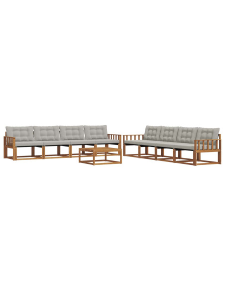 Set di divani con cuscino 9 pcs Grigio Naturale e Chiaro