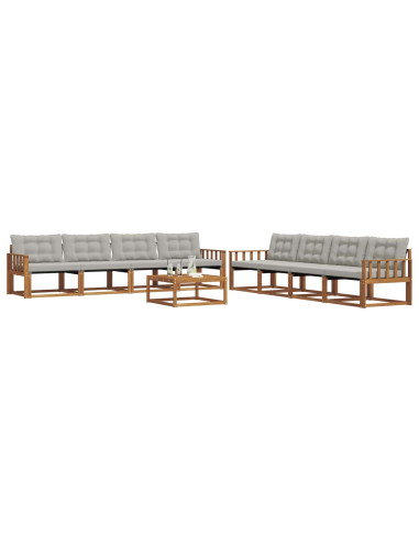 Set di divani con cuscino 9 pcs Grigio Naturale e Chiaro