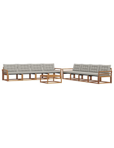 Set di divani con cuscino 9 pcs Grigio Naturale e Chiaro 2