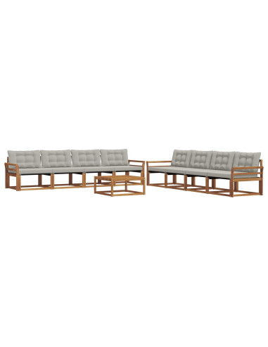 Set di divani con cuscino 9 pcs Grigio Naturale e Chiaro