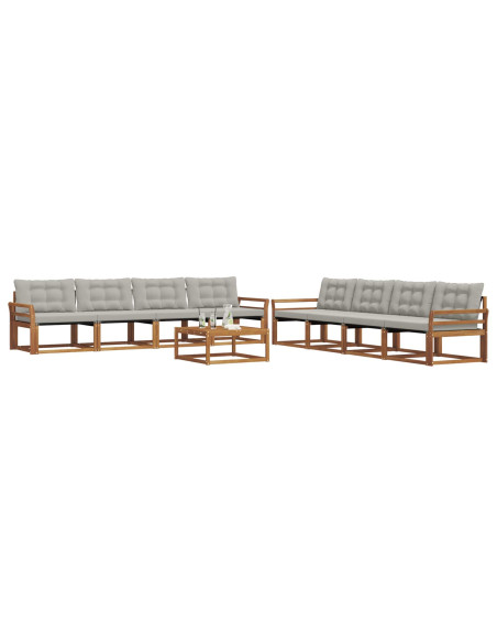 Set di divani con cuscino 9 pcs Grigio Naturale e Chiaro